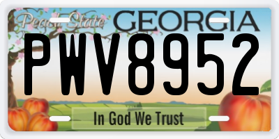 GA license plate PWV8952