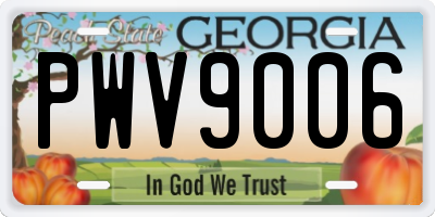 GA license plate PWV9006