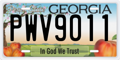 GA license plate PWV9011