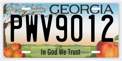 GA license plate PWV9012