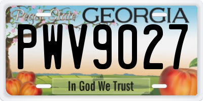 GA license plate PWV9027