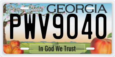 GA license plate PWV9040
