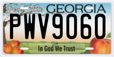 GA license plate PWV9060