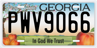 GA license plate PWV9066