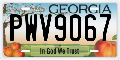 GA license plate PWV9067