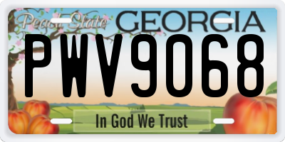 GA license plate PWV9068