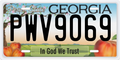 GA license plate PWV9069