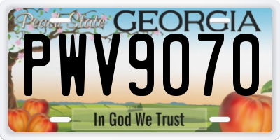 GA license plate PWV9070