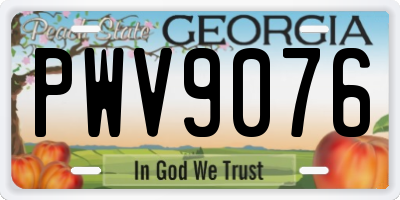 GA license plate PWV9076