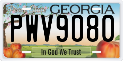 GA license plate PWV9080
