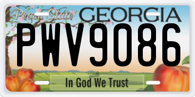 GA license plate PWV9086