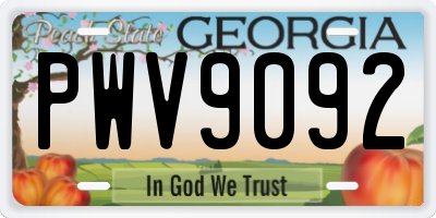 GA license plate PWV9092