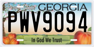 GA license plate PWV9094
