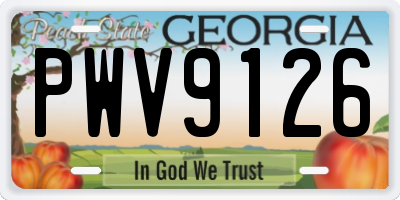 GA license plate PWV9126