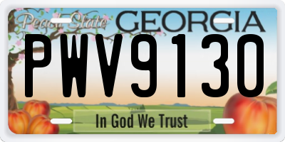 GA license plate PWV9130