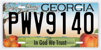 GA license plate PWV9140
