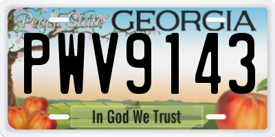 GA license plate PWV9143