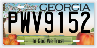GA license plate PWV9152