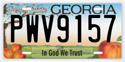 GA license plate PWV9157