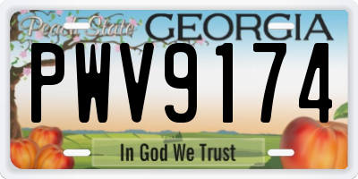 GA license plate PWV9174