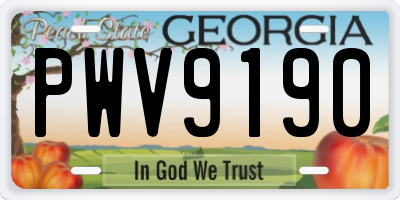 GA license plate PWV9190