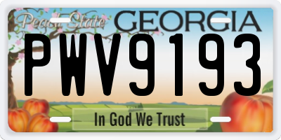 GA license plate PWV9193