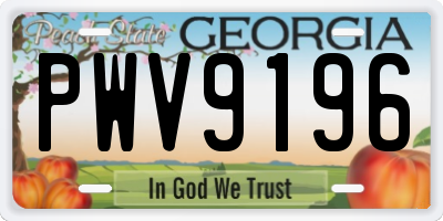 GA license plate PWV9196