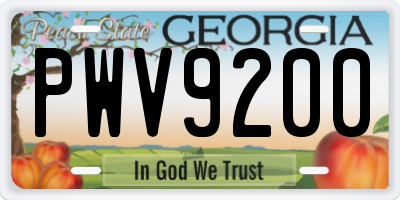 GA license plate PWV9200