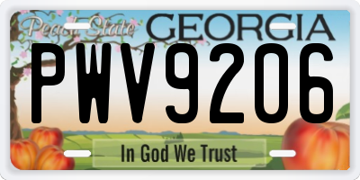 GA license plate PWV9206