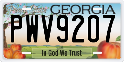 GA license plate PWV9207