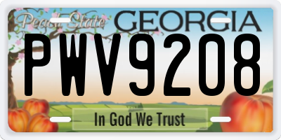 GA license plate PWV9208