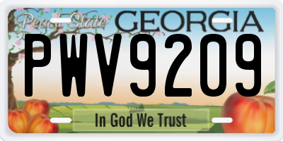 GA license plate PWV9209