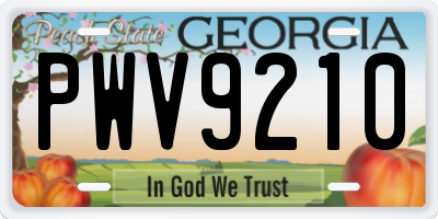 GA license plate PWV9210