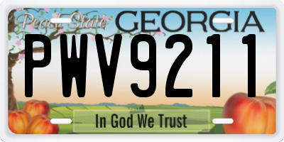 GA license plate PWV9211