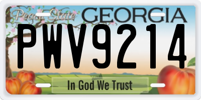 GA license plate PWV9214