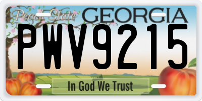 GA license plate PWV9215