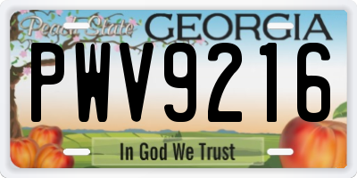 GA license plate PWV9216