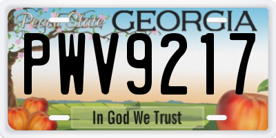 GA license plate PWV9217