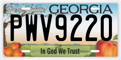 GA license plate PWV9220