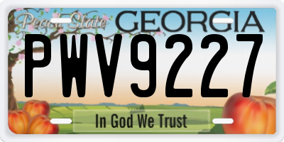 GA license plate PWV9227