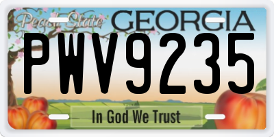 GA license plate PWV9235