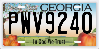 GA license plate PWV9240