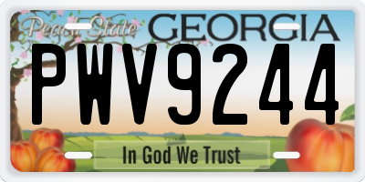 GA license plate PWV9244