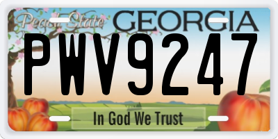 GA license plate PWV9247