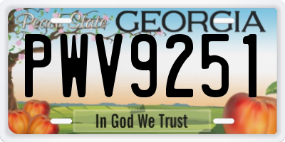GA license plate PWV9251