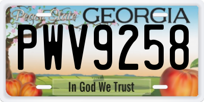 GA license plate PWV9258