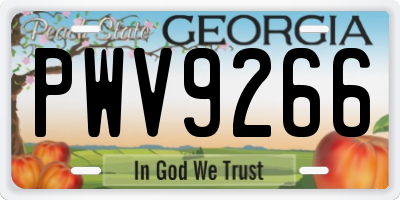GA license plate PWV9266