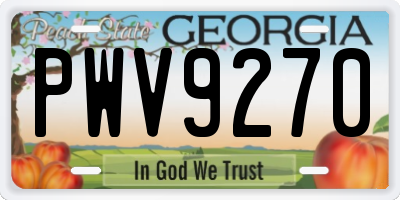 GA license plate PWV9270