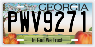 GA license plate PWV9271