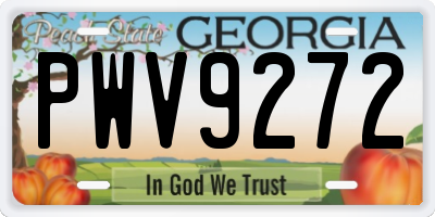GA license plate PWV9272